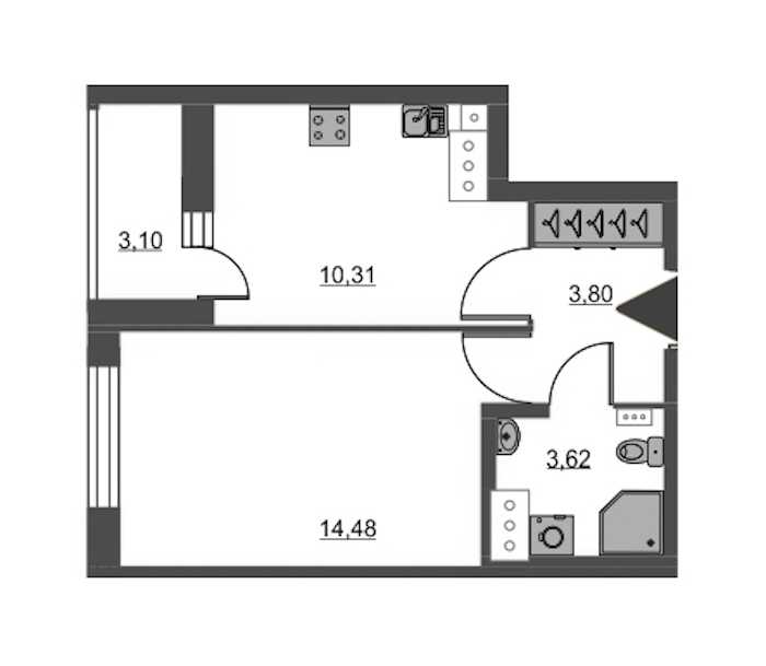 Однокомнатная квартира в : площадь 32.21 м2 , этаж: 7 – купить в Санкт-Петербурге
